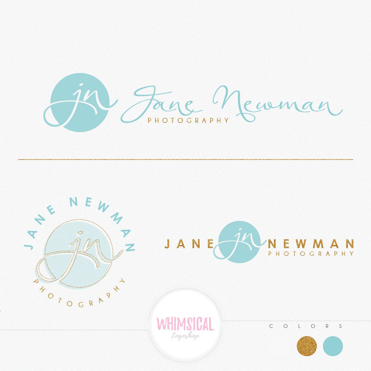 1250x1250 Photographer Name Design 1 Feminine Watercolor Branding Package