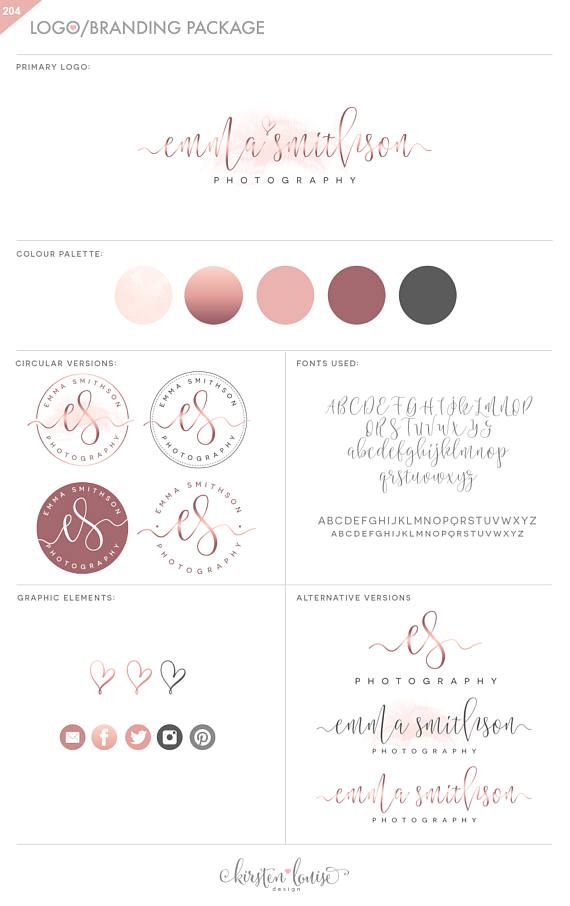 570x906 Premade Rose Gold Watercolour Branding Package Watercolour Logo