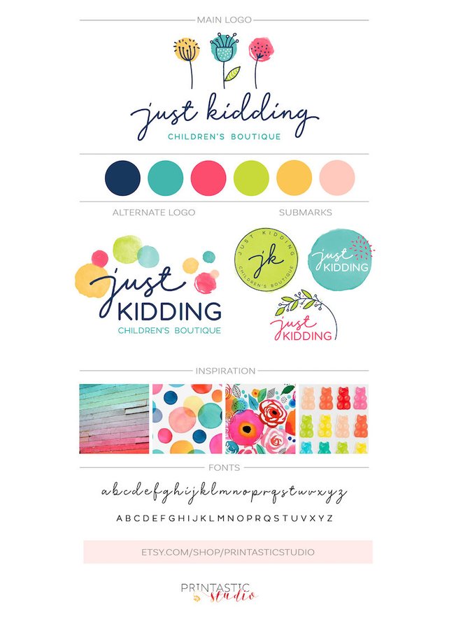 642x912 Watercolor Branding Package Floral Confetti Logo Branding Etsy