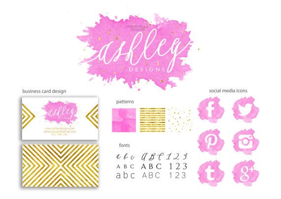 570x403 Branding Package Watercolor Branding Gold And By Merryelledesign