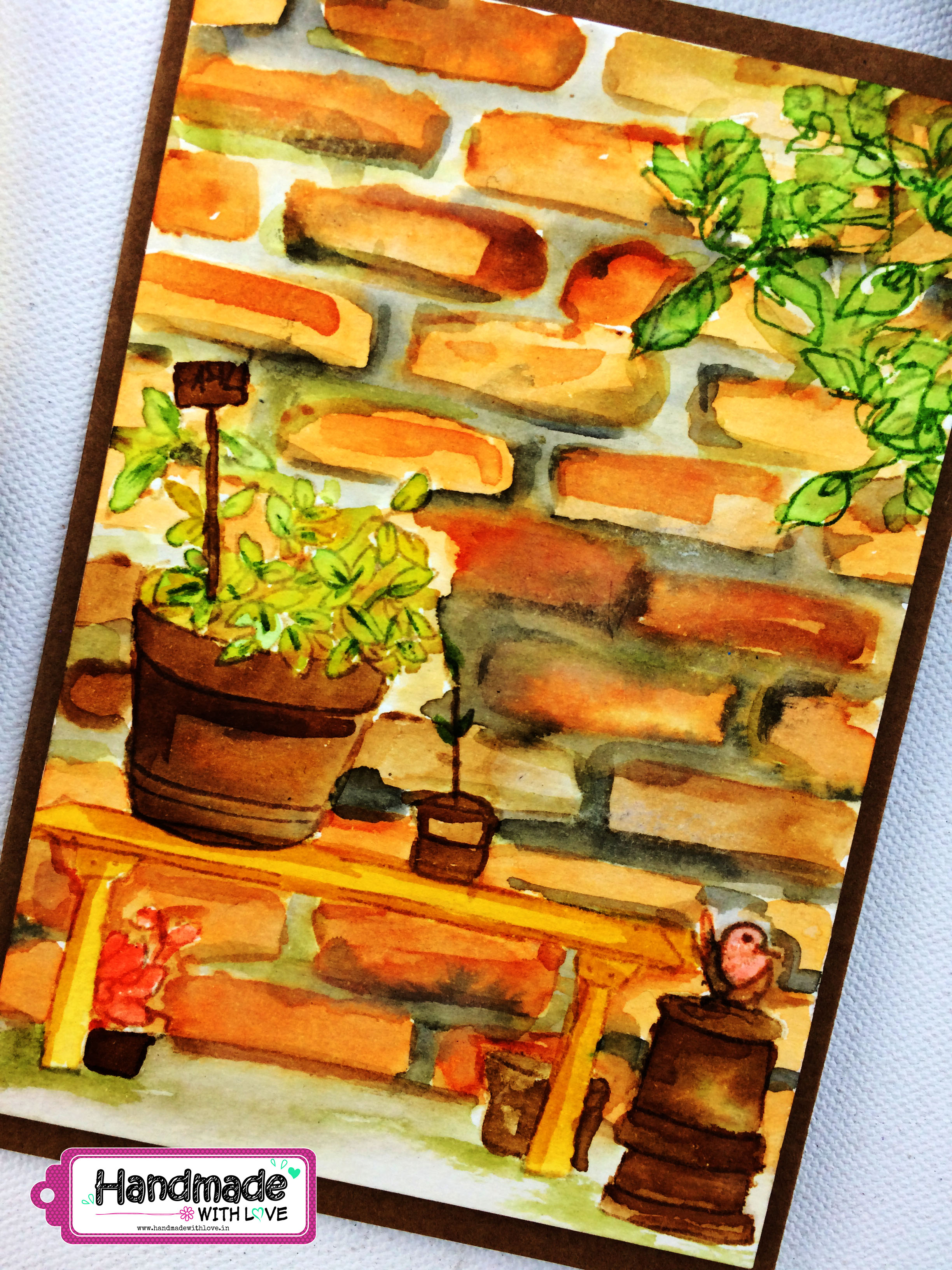 2448x3264 Watercolor Brick Wall With Plants Altenew Garden Grow Handmade