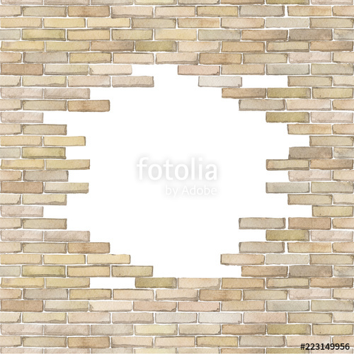 500x500 Watercolor Brick Wall Isolated On White Background Stock Photo