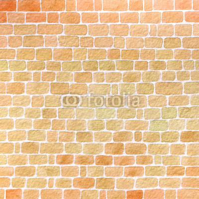 400x400 Hand Drawn Watercolor Wall Made Of Brown And Orange Bricks