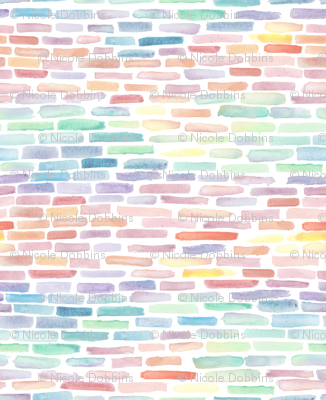 326x400 Abstract Rainbow Gradient Half Brick Watercolor Fabric