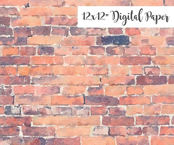 570x475 Digital Paper Brick Texture 12x12 Watercolor Digital Etsy