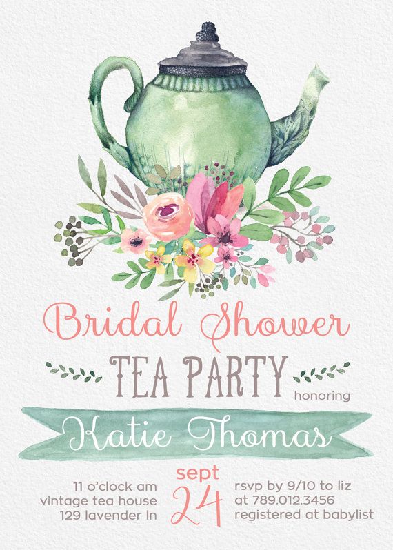570x798 Tea Party Bridal Shower Invitations, Wedding Shower Invite