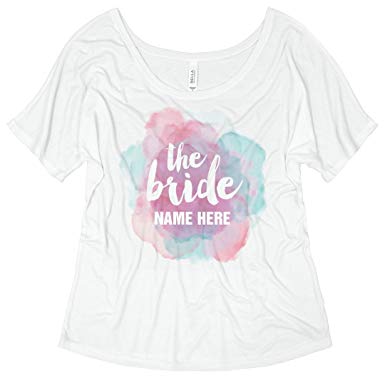 385x385 Trendy Watercolor Bride Bella Ladies Flowy Slouchy Tee