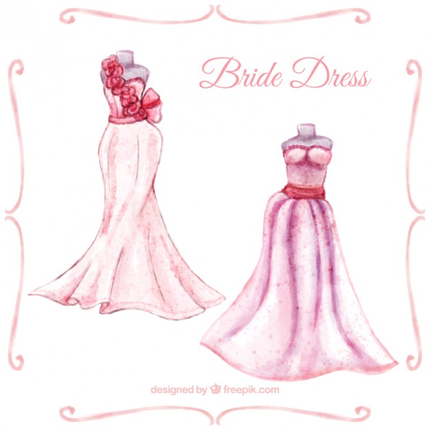 626x626 Watercolor Bride Dresses Vector Premium Download