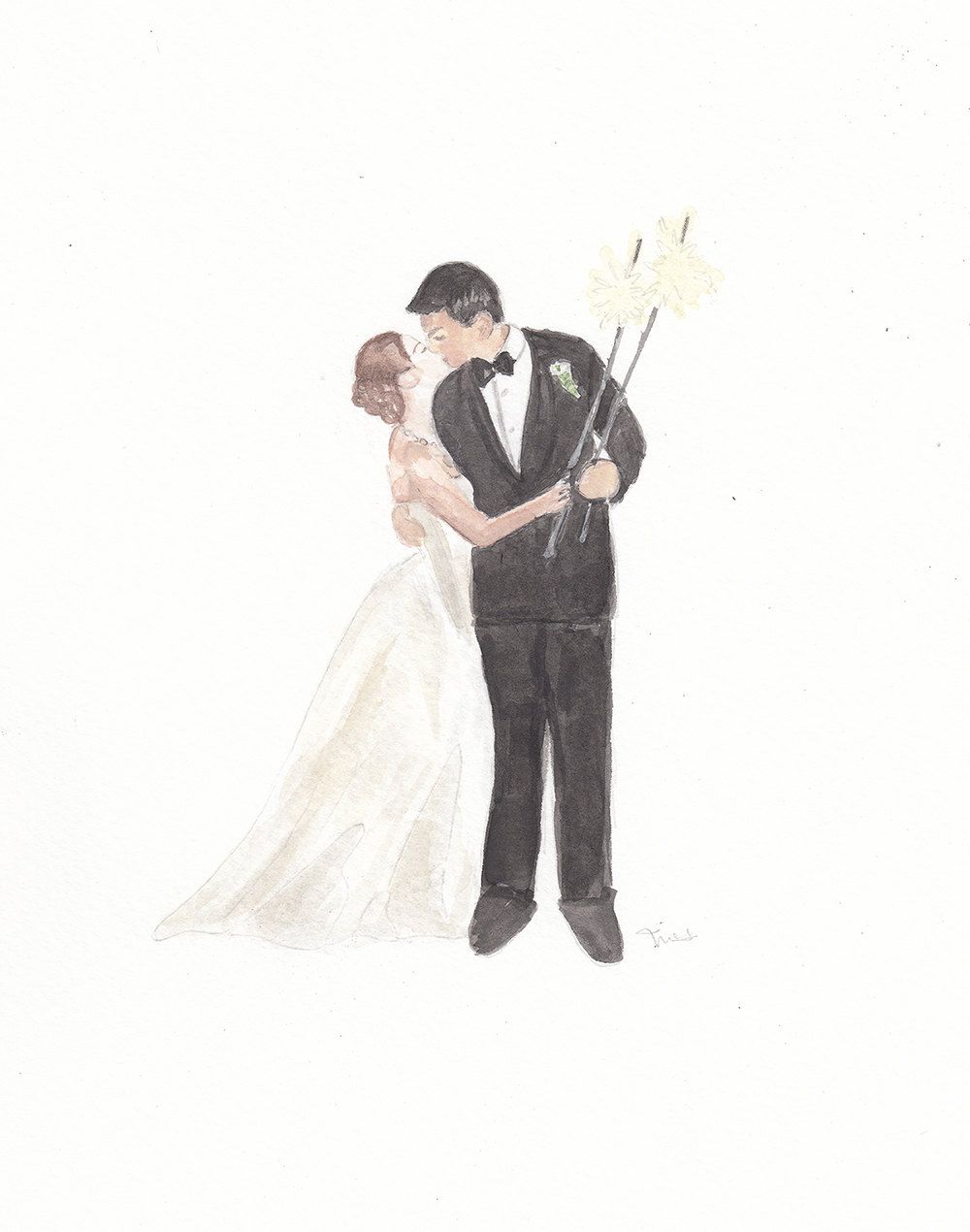 1000x1270 Wedding Dress Art Watercolor Bride Portrait By Sweetheartelegant