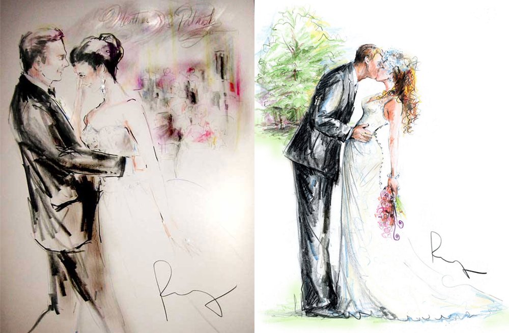 1000x655 Custom Wedding Illustrations Bride And Groom Portraits