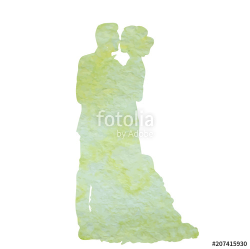 500x499 Icon, Watercolor Silhouette Of The Bride And Groom, Isolated On