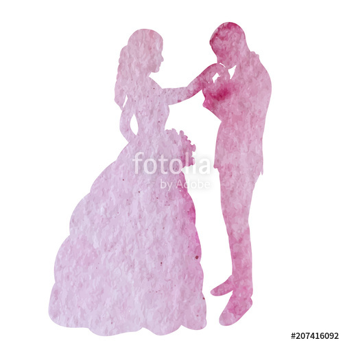 500x499 Icon, Watercolor Silhouette Of The Bride And Groom Stock Image
