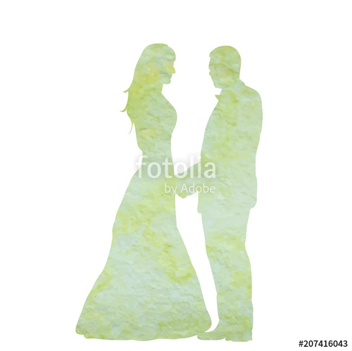 500x499 Watercolor Silhouette Of The Bride And Groom Stock Image And