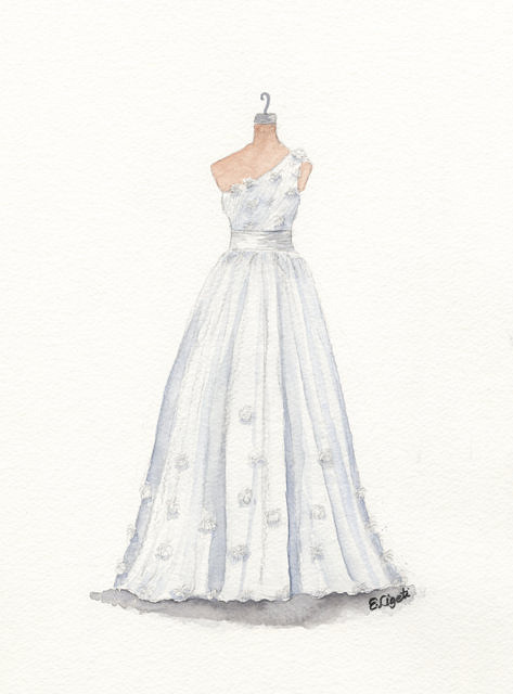 473x640 Watercolor Wedding Dress Portrait Watercolor And Pencil