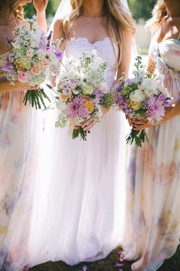 600x900 Watercolor Dresses And Matching Bouquets Wedding Ideas