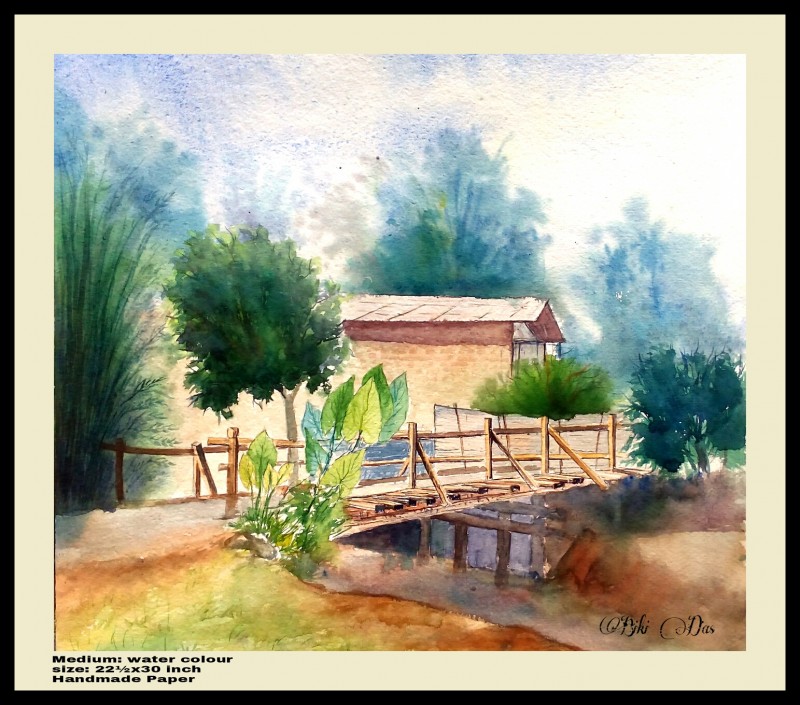 800x705 One A Wood Bridgevery Ricsy.. By Artist Biki Das Landscape