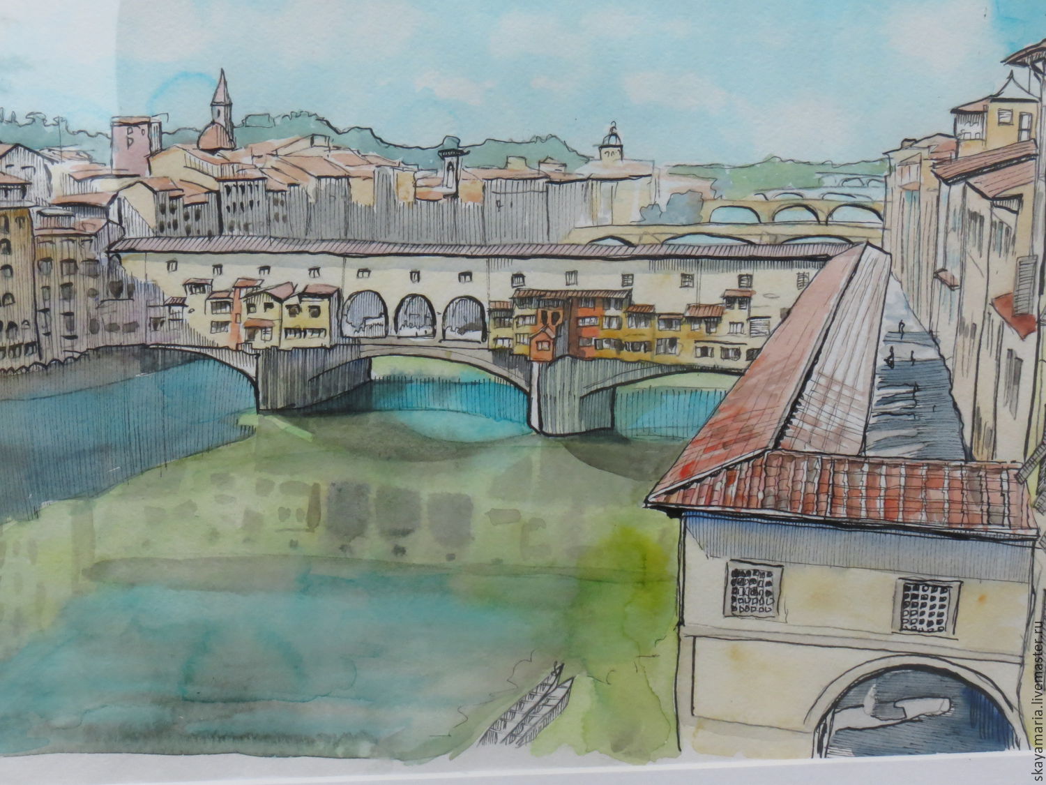 1500x1125 Painting With Watercolors.florence. Golden Bridge Shop Online On