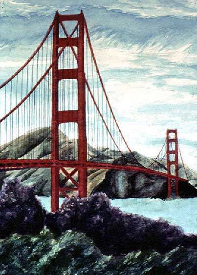 403x563 San Francisco Painting Awesome Golden Gate Bridge Watercolor