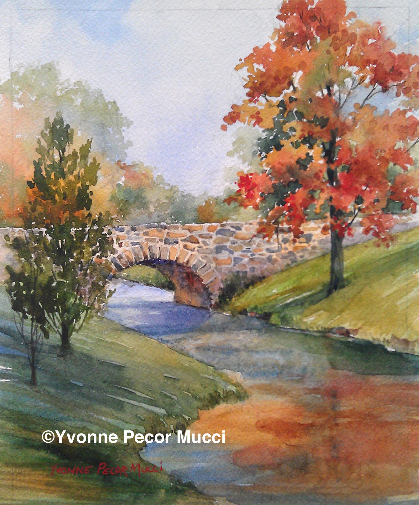 1400x1687 Stone Arch Bridge Watercolor Yvonne Pecor Mucci