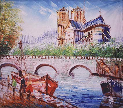 425x374 Roslynwood Tidy Decor Seine River Bridge Retro Scenery