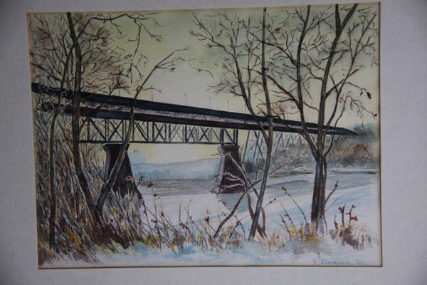 600x400 Watercolor Painting Landscape High Level Bridge Alberta Original
