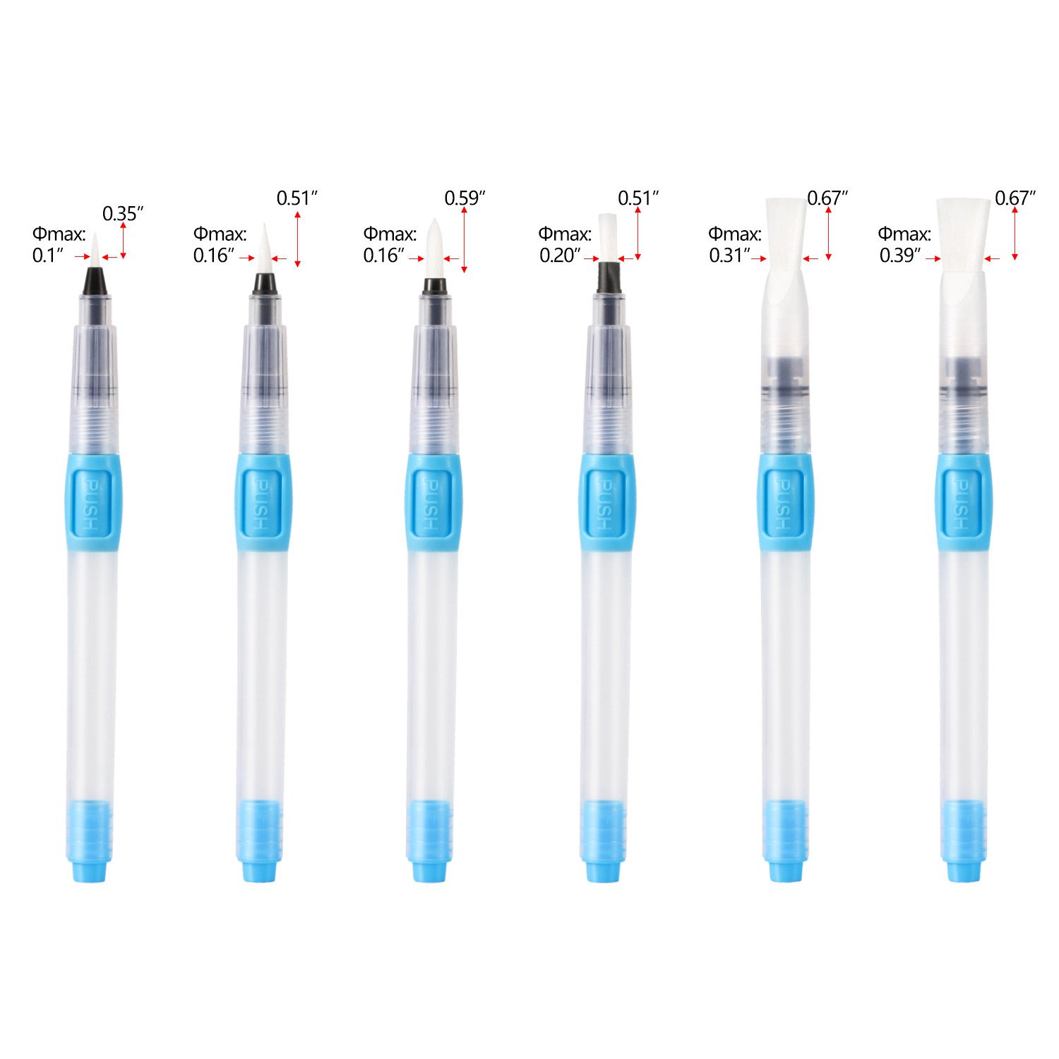 1500x1500 Ship To Usa Only)magicfly Arts Watercolor Brush 6 Pcs Assorted