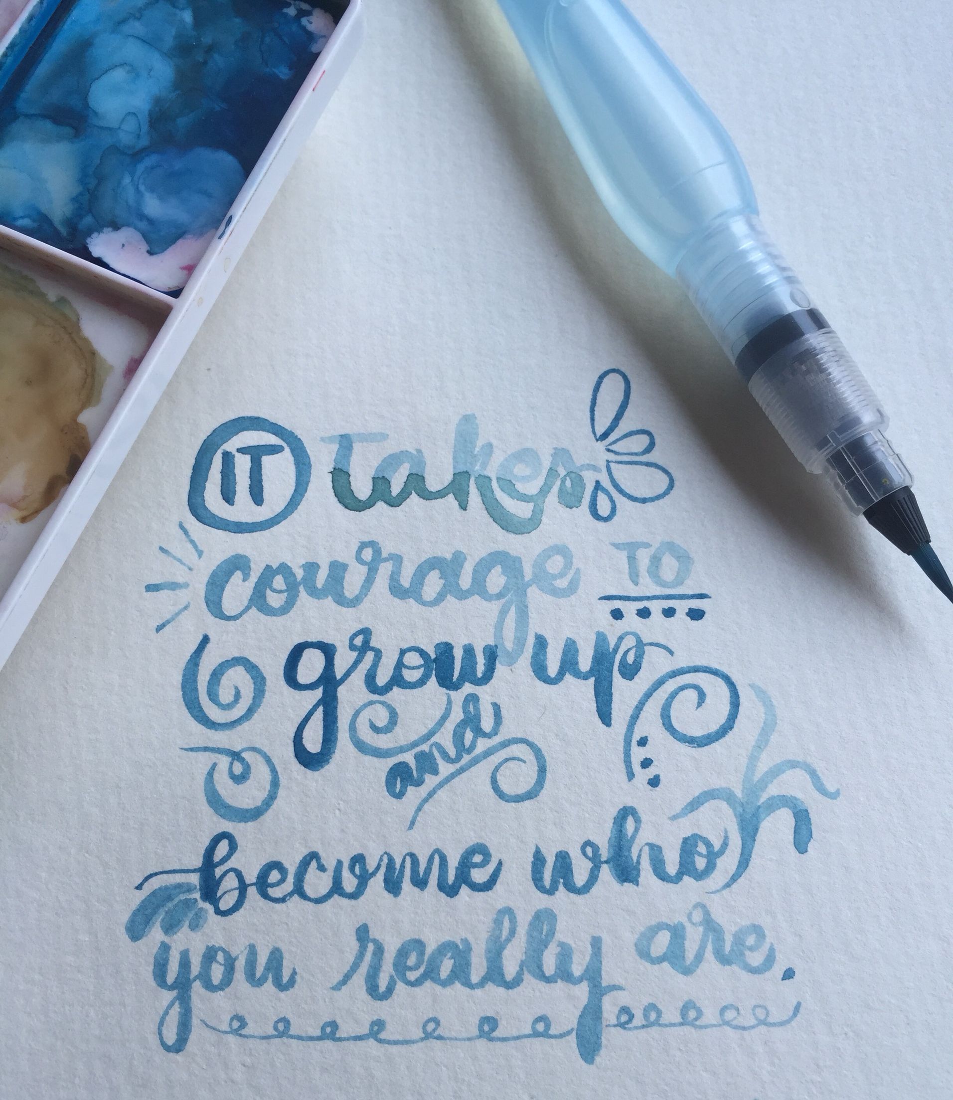 1912x2208 By Ee Cummings. Free Hand Watercolor Brush Calligraphy. Used Small