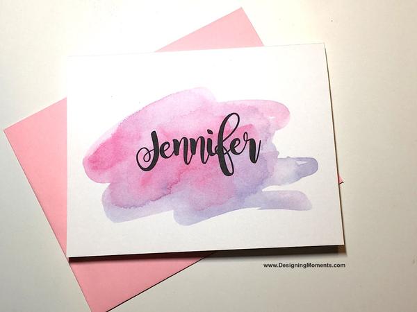 600x450 Watercolor Brush Calligraphy Personalized Note Cards Designing