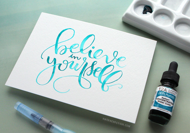 745x522 Watercolor Brush Lettering Using A Light Pad Kwernerdesign Blog