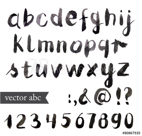500x477 Vector Watercolor Alphabet. Brush Font.