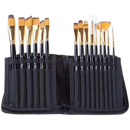 425x425 Welldeal Travel Paint Brush Set With Brush Holder Case