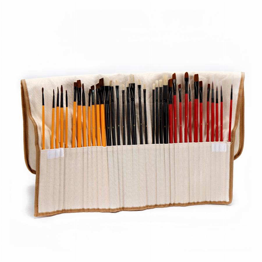 900x900 36 Paint Brush Set With Canvas Holder Synthetic Hair Art Brushes