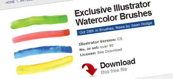 570x260 Vectortuts Freebie Exclusive Illustrator Watercolor Brushes