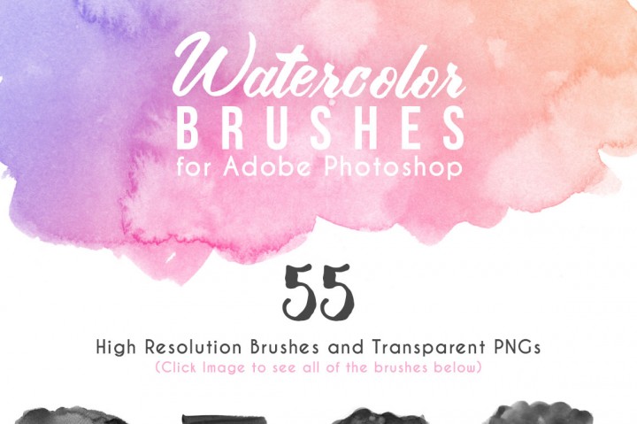 720x479 75 Watercolor Photoshop Brushes + Pngs By Aveniedigital
