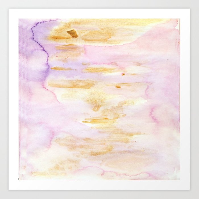 700x700 Modern Pink And Gold Watercolor Brush Strokes Art Print By