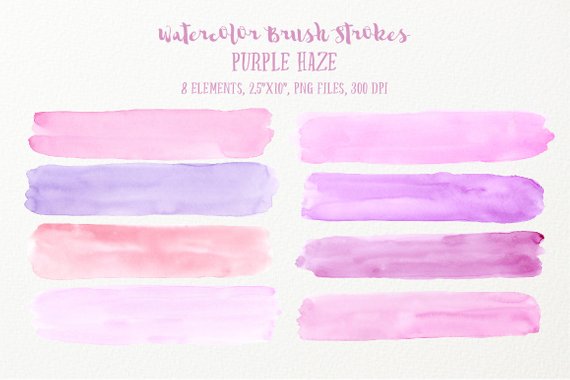 570x380 Watercolor Brush Strokes Purple Haze Large Pink And Purple Etsy