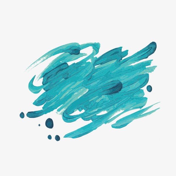 600x600 Blue Watercolor Brush Strokes Ink Vector, Blue, Watercolor