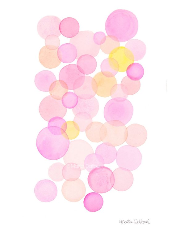 570x756 Bubble Art Print. Watercolor Bubbles Painting. Abstract Pink Etsy
