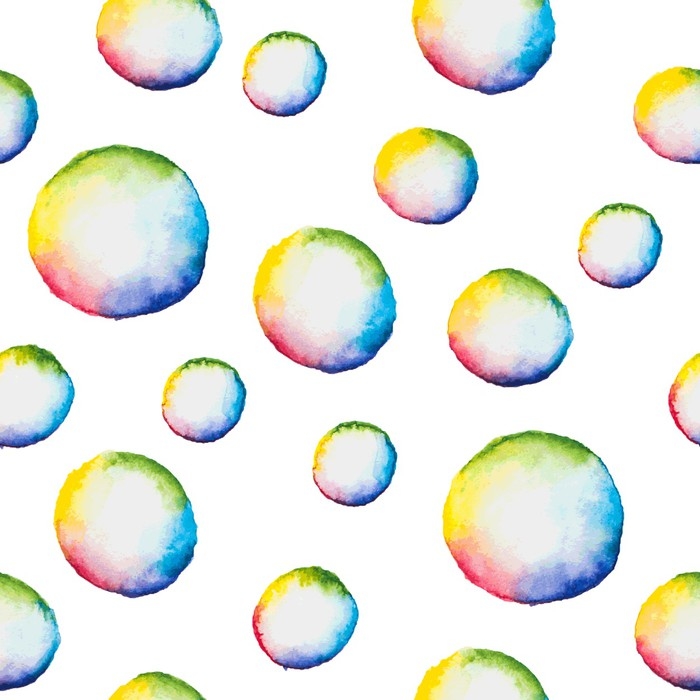 700x700 Vector Seamless Pattern With Watercolor Bubbles Wall Mural