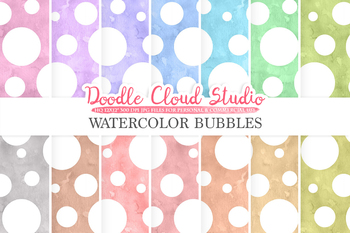 350x233 Watercolor Bubbles Digital Paper, Dotted Pattern, Digital Dots. Tpt