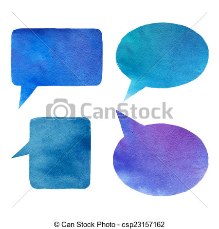 450x469 Watercolor Bubbles. Set Of Handmade Watercolor Speech Bubbles.