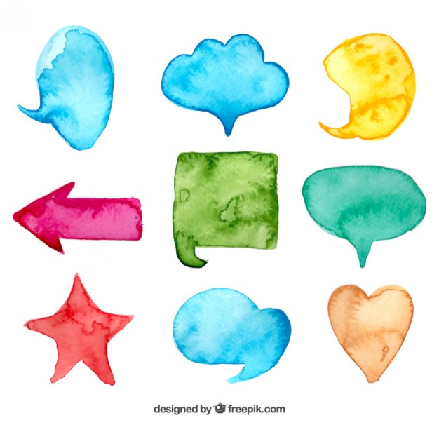 626x626 Watercolor Speech Bubbles And Shapes Vector Free Download