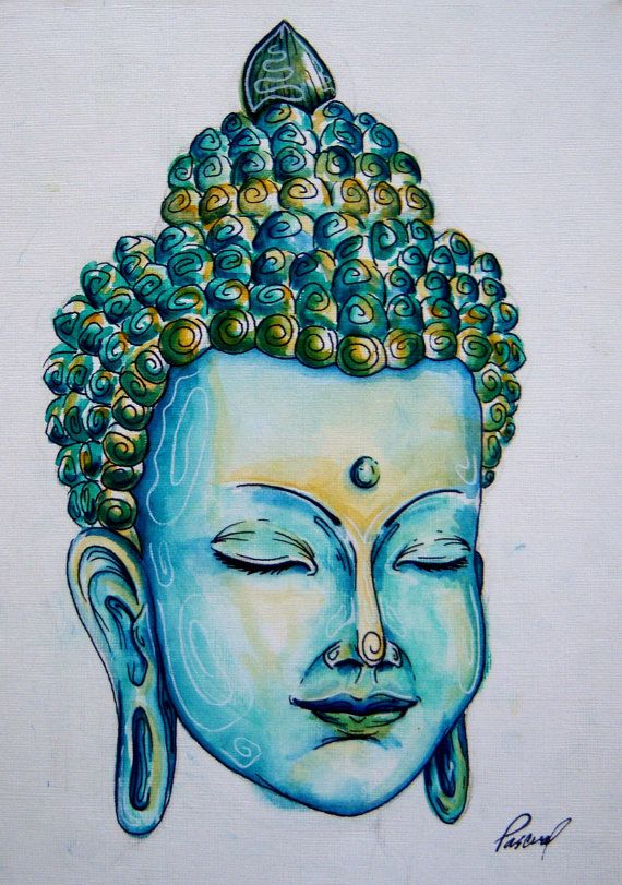 570x811 Buddha Watercolor Asian 11 X 14 Print By Pascualproductions