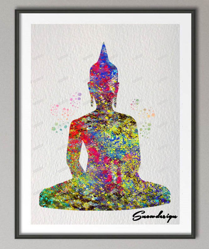 667x792 Diy Original Watercolor Buddha Om Yoga Canvas Painting Modern Wall