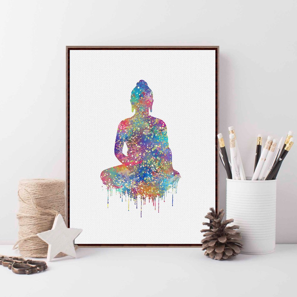 1000x1000 Original Watercolor Buddha Portrait Zen A4 Large Art Prints Poster