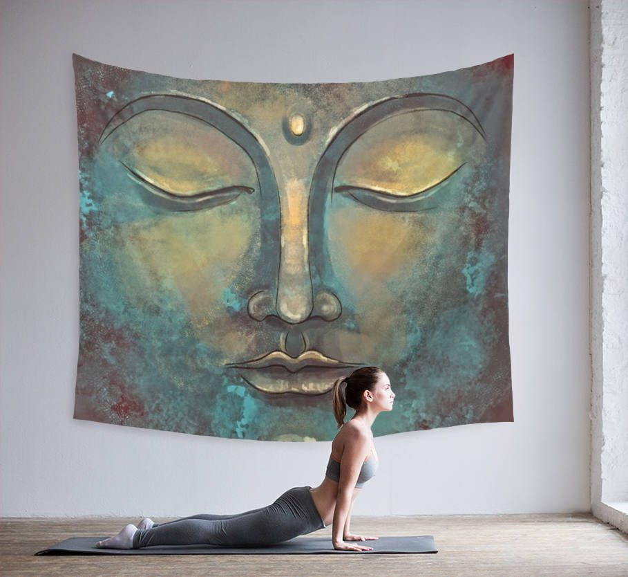 909x834 Watercolor Buddha Tapestry From Lightweight Polyester Brandless