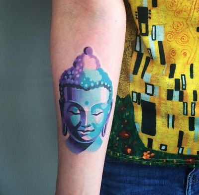 400x393 Watercolor Buddha Tattoo