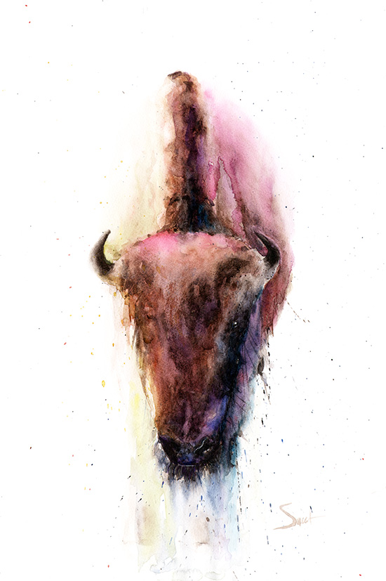 550x827 Buffalo Watercolor Print Watercolor Animal Paintings