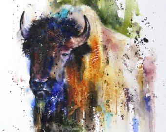 340x270 Buffalo Painting Etsy