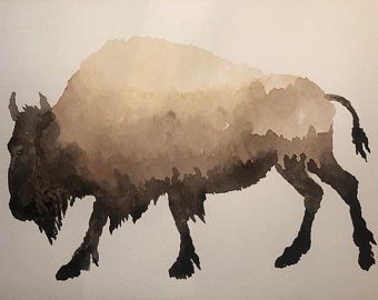 340x270 Buffalo Watercolor Etsy